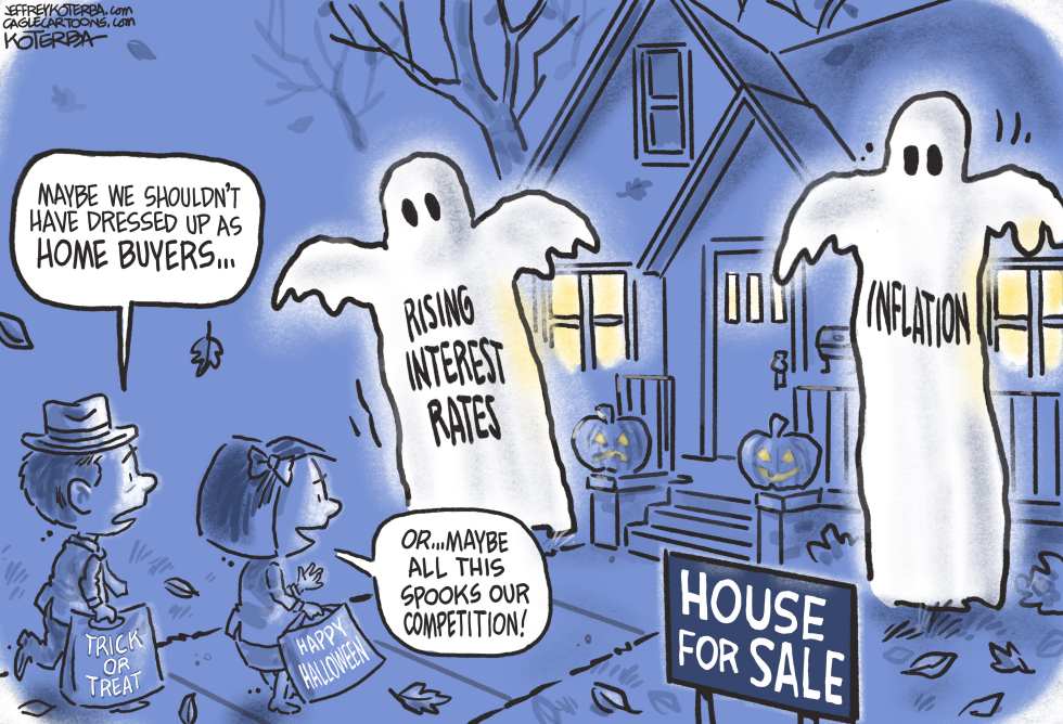 Ghosts labeled rising rates and inflation scare young home buyers on Halloween