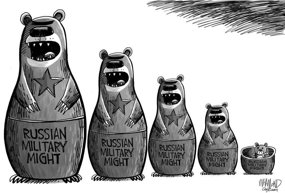 Russian military might shrinks in Ukraine war depiction