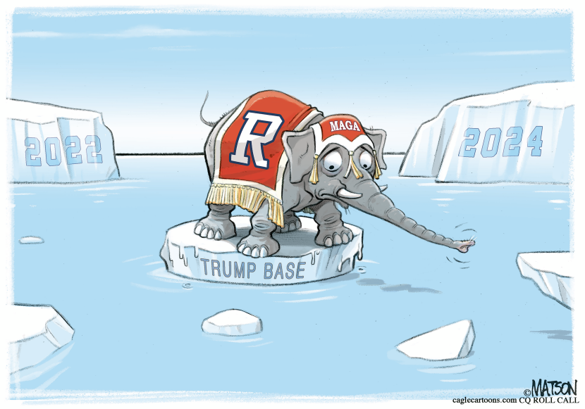 GOP elephant stranded on shrinking Trump Base ice floe