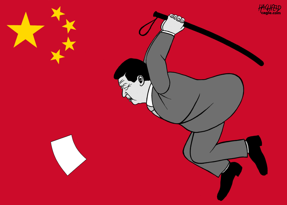 Xi Jinping fighting protesters