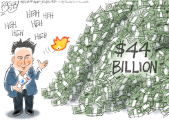 MUSK BURNING BILLIONS by Pat Bagley
