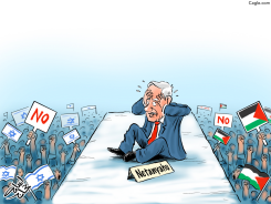 NETANYAHU & DEMONSTRATION by Osama Hajjaj