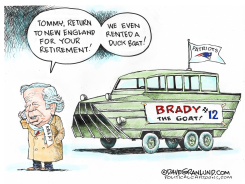 BOB KRAFT AND BRADY INVITE by Dave Granlund