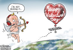 CUPID SHOOTS DOWN OBJECT by Jeff Koterba
