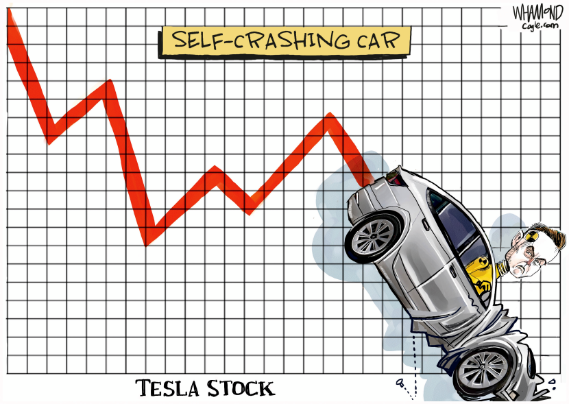 Tesla Stock Plummets Like a Self-Crashing Car