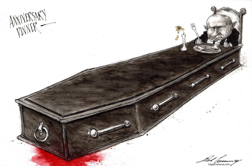 Putin Marks Ukraine Invasion Anniversary Seated in Coffin
