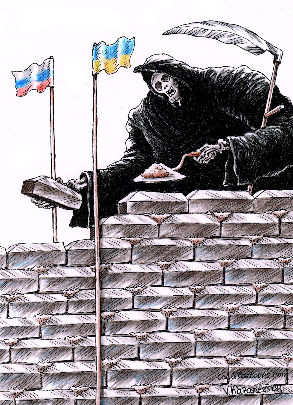 Wall between Russia and Ukraine.