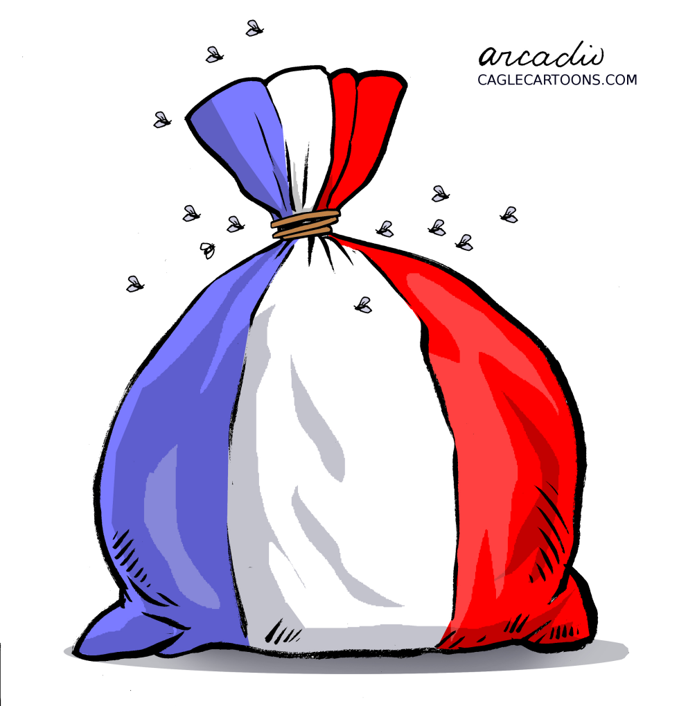 France immersed in garbage.