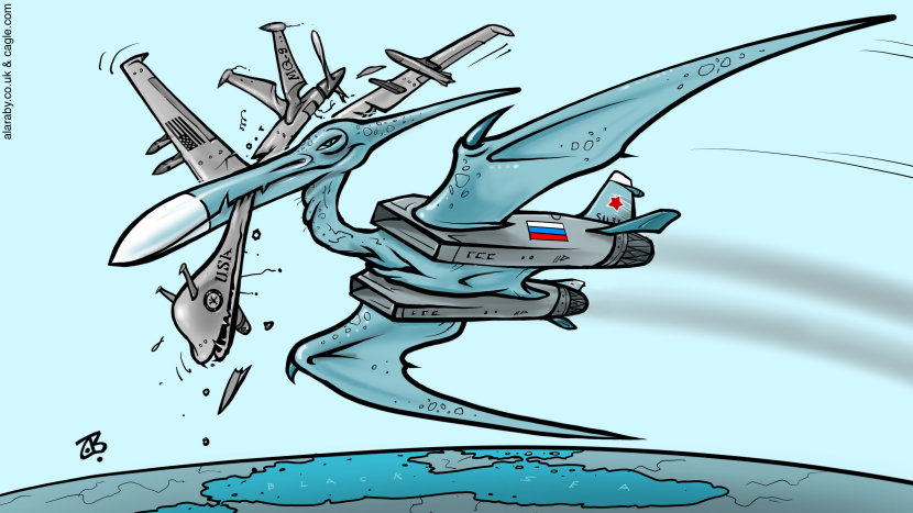 Russian fighter hunts a US drone