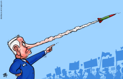 NETANYAHU’S ROCKETS  by Emad Hajjaj