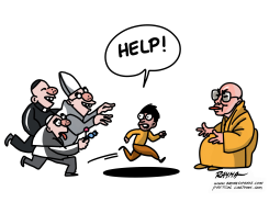 DALAI LAMA AND BOY by Rayma Suprani