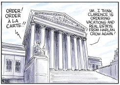 CLARENCE THOMAS ORDERS IN THE COURT by Christopher Weyant