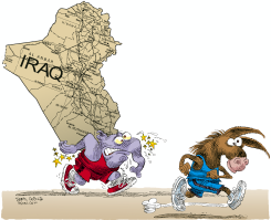 CARRERA POR IRAQ /  by Daryl Cagle