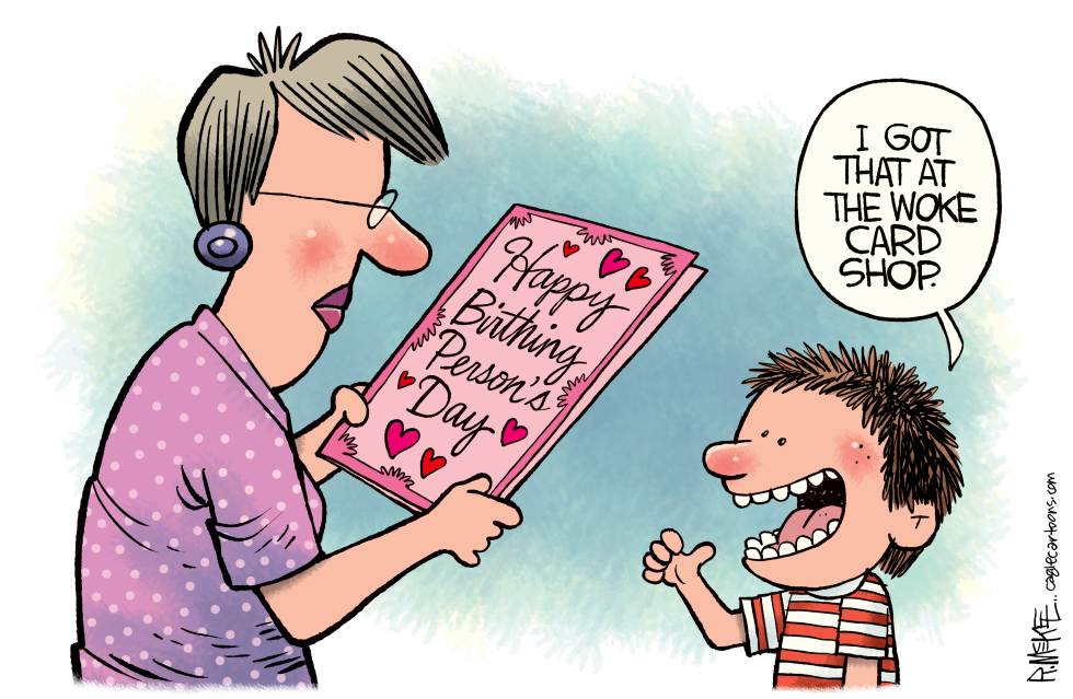 Rick McKee's Take on Woke Mother's Day Cards