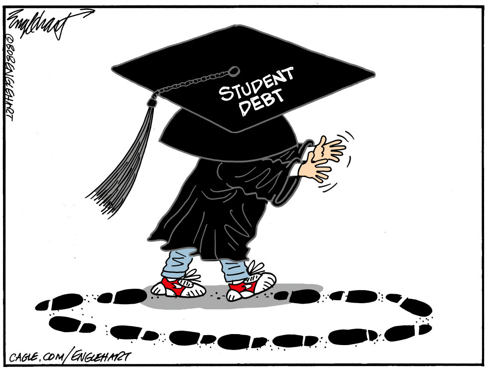 Bob Englehart Cartoon Shows Student Debt Capping 2023 Graduate