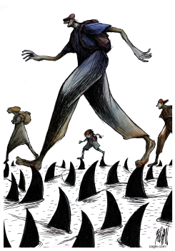 THE DANGEROUS PATH OF THE MIGRANT by Angel Boligan