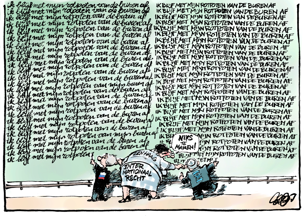  I KEEP MY ROTTEN PAWS OFF MY NEIGHBOR',  by Jos Collignon