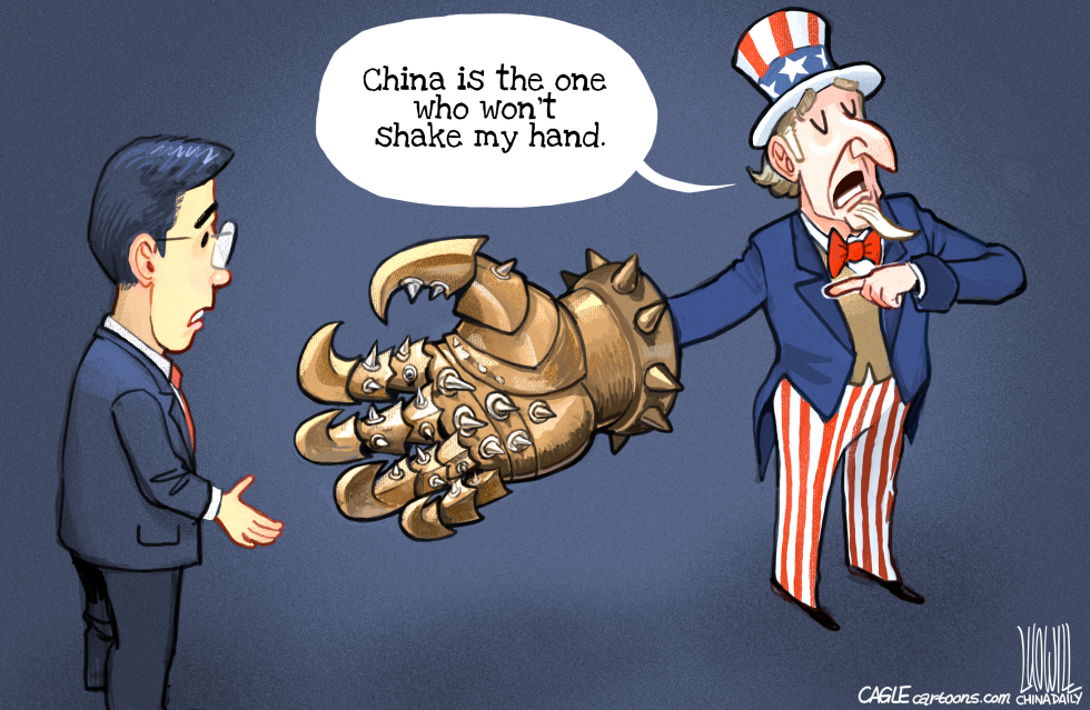 China is the one who won't shake my hand