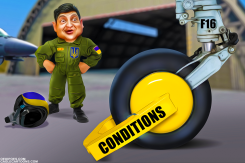 ZELENSKY WINS PROMISE OF F-16 FIGHTER JETS by Bart van Leeuwen