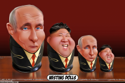 KIM MEETS PUTIN FOR SUSPECTED ARMS TALKS by Bart van Leeuwen