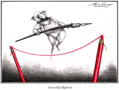 CENSORSHIP HIGHWIRE by Dale Cummings