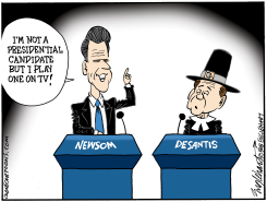 NEWSOM DEBATES DESANTIS by Bob Englehart