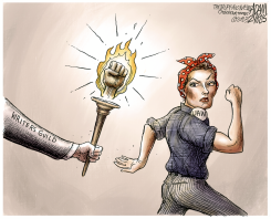THE LABOR TORCH by Adam Zyglis
