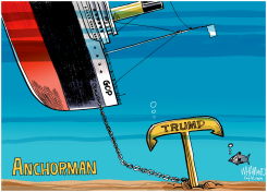 TRUMP WEIGHING DOWN GOP by Dave Whamond
