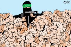 HAMAS TERRORIST WITH RIOT SHIELD by Rainer Hachfeld