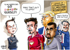 ELON ATTACKS HIS ADVERTISERS by Dave Whamond