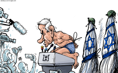 HALF NAKED NETANYAHU by Emad Hajjaj