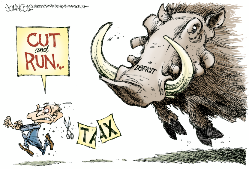Bush cuts and runs -- color