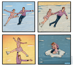 SKATING ON THIN ICE by Peter Kuper