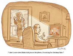 DEEP FAKE TRUMP by Peter Kuper