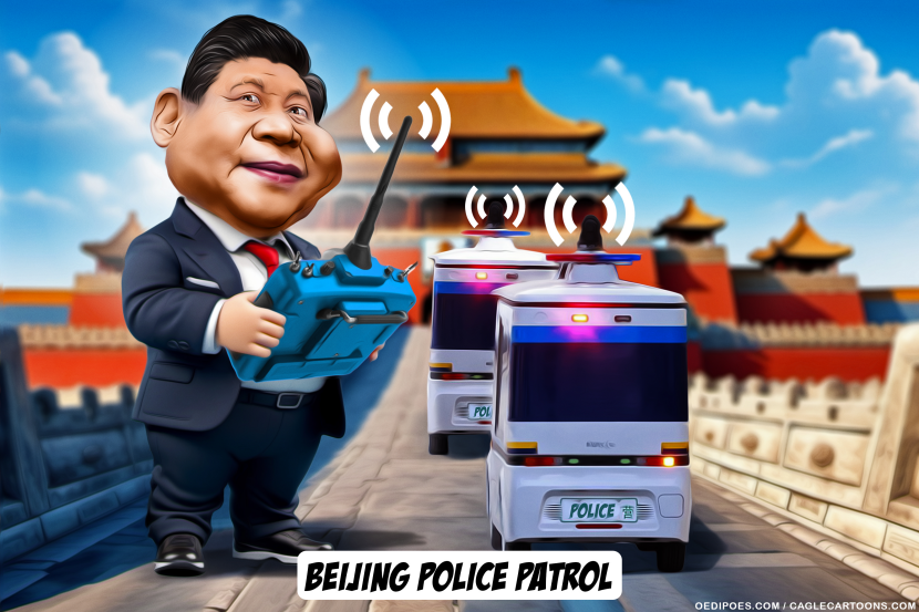 Self-driving cop patrol cars road tests in Beijing