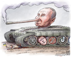 PUTIN PROPAGANDA MACHINE by Adam Zyglis