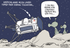 MOON LANDING A LITTLE TIPSY  by Jeff Koterba