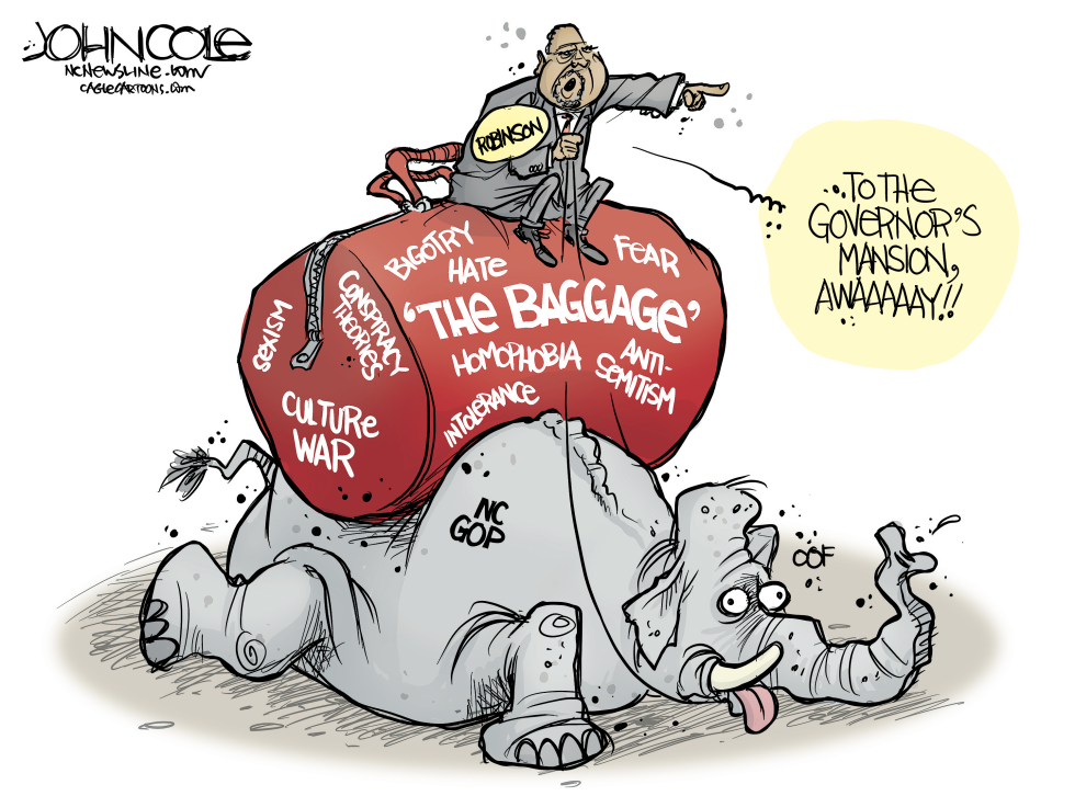 NORTH CAROLINA Robinson’s rhetorical baggage