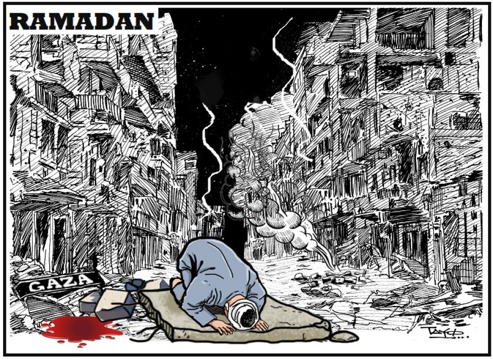 Ramadan - Defiant praying in the GAZA rubbles