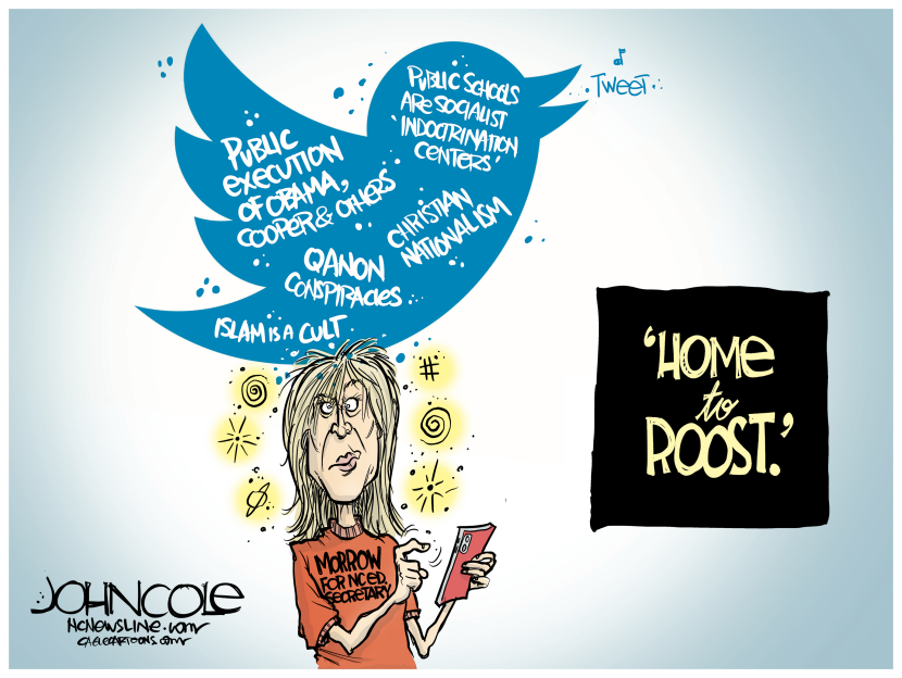 NORTH CAROLINA Morrow's tweets home to roost