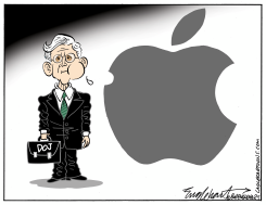 DOJ SUES APPLE by Bob Englehart