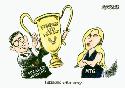 SPEAKER JOHNSON AND MARJORIE TAYLOR GREENE by Jimmy Margulies