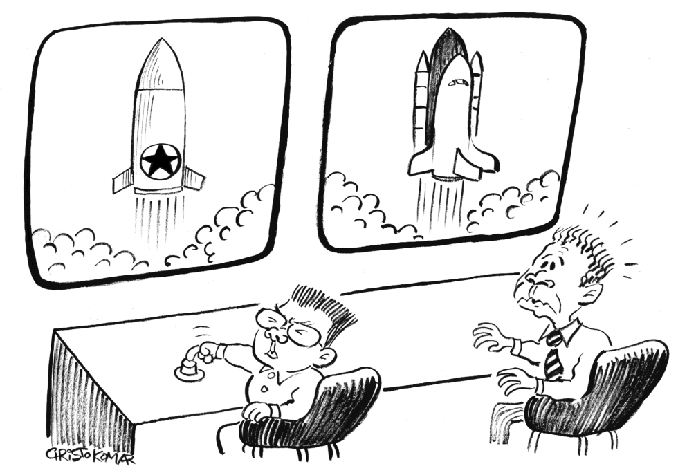 North Korea Missile Launch&Discovery launch - B&W