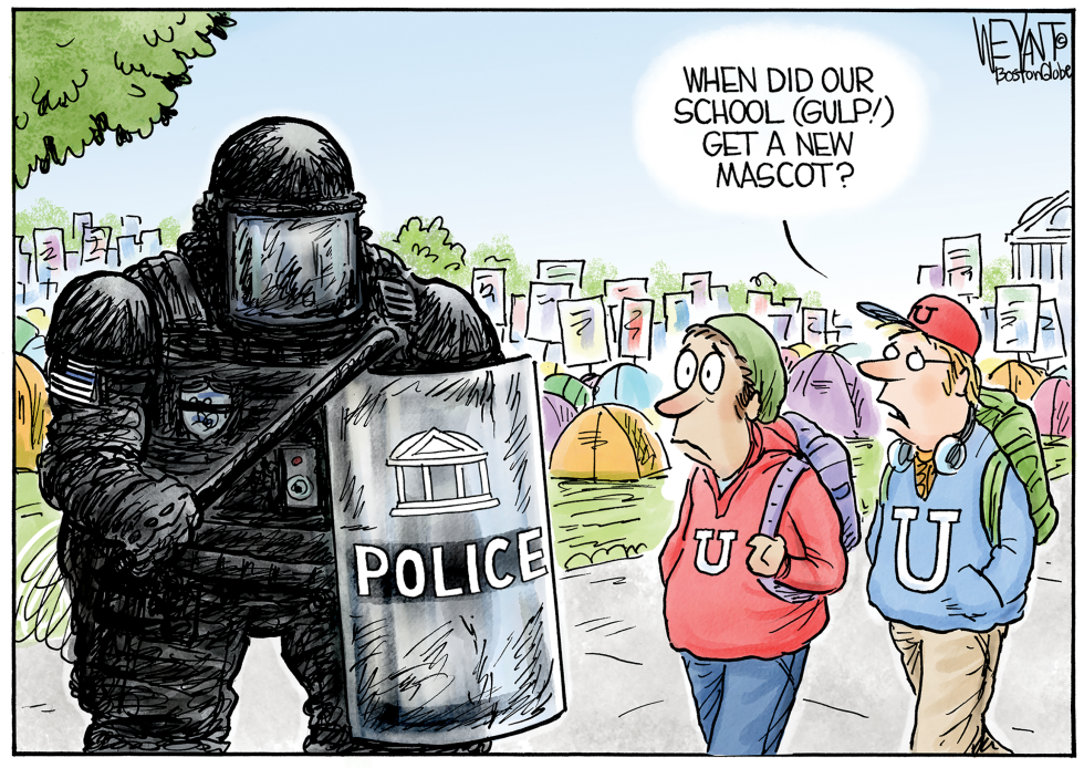 Cartoon Shows Campus Police Officer as Unexpected New Mascot