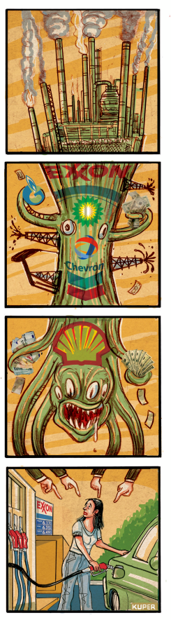 OIL INDUSTRY'S BLAME GAME by Peter Kuper