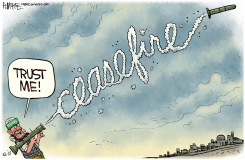 HAMAS BOGUS CEASEFIRE by Rick McKee
