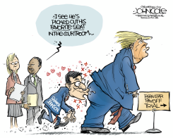 NATIONAL MIKE JOHNSON AT TRUMP TRIAL by John Cole