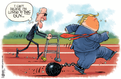 BIDEN TRUMP RACE by Rick McKee