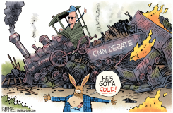 BIDEN DEBATE TRAIN WRECK by Rick McKee
