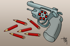 MACRON PLAYING RUSSIAN ROULETTE by Arend van Dam